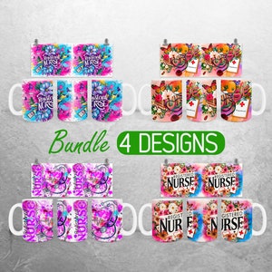 Registered Nurse Mug Wrap PNG Nurse Life 11oz and 15oz Mug Sublimation Design Floral Medical  Mug Wrap Designs Full Mug Wrap Bundle Cup PNG