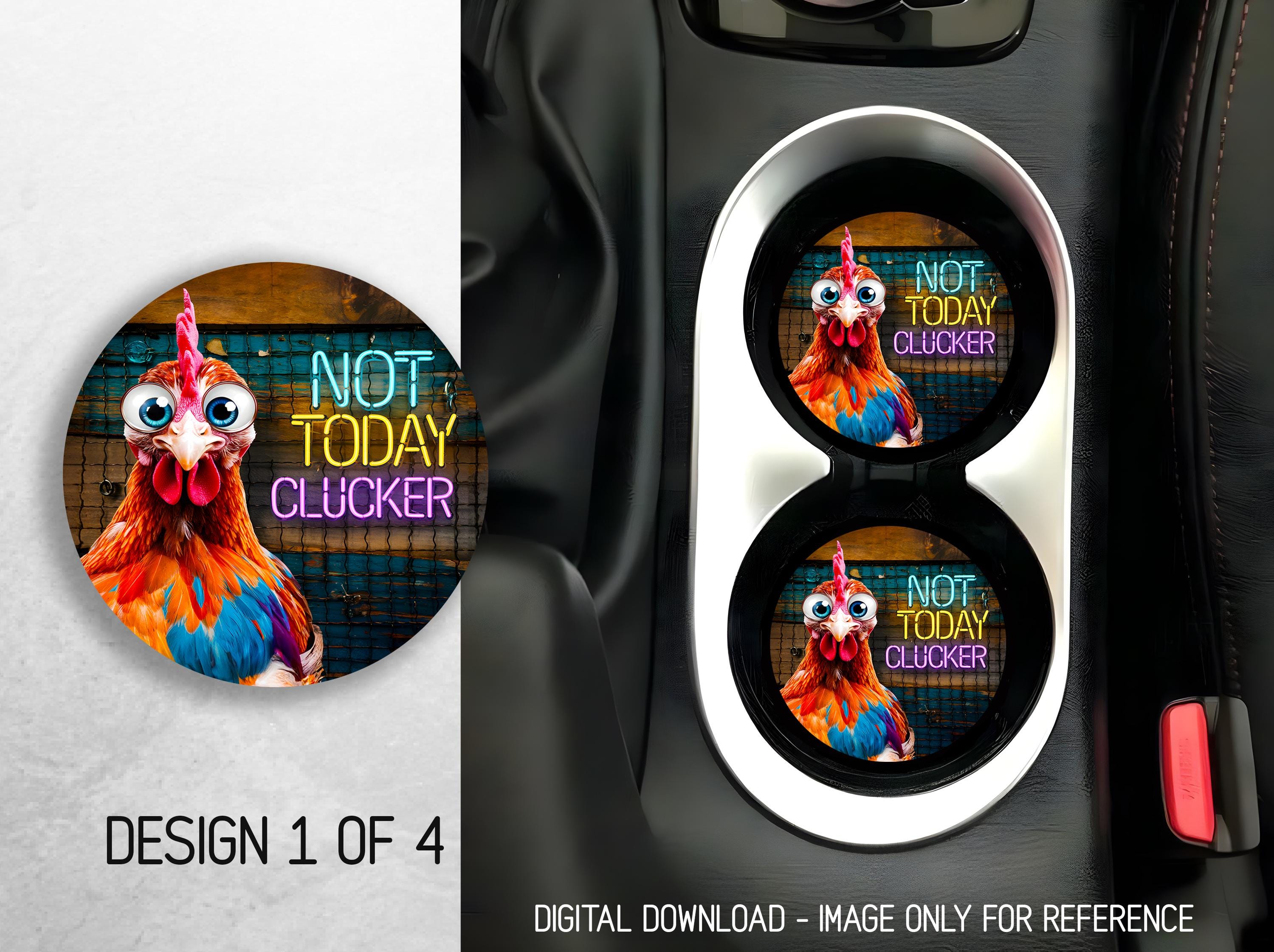 Crazy Chicken Car Coaster PNG Bundle Funny Rooster Coaster Png ...