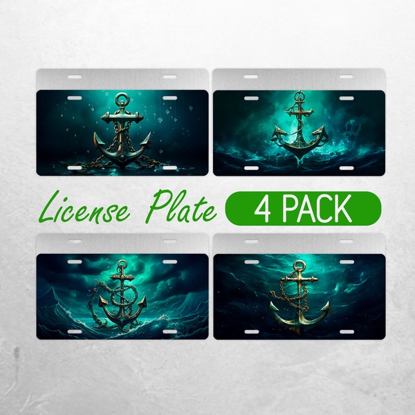 3D Anchor License Plate PNG Bundle Nautical License Plate Design Car License Plate Sublimation Ocean License Plate Frame License Plate Sign