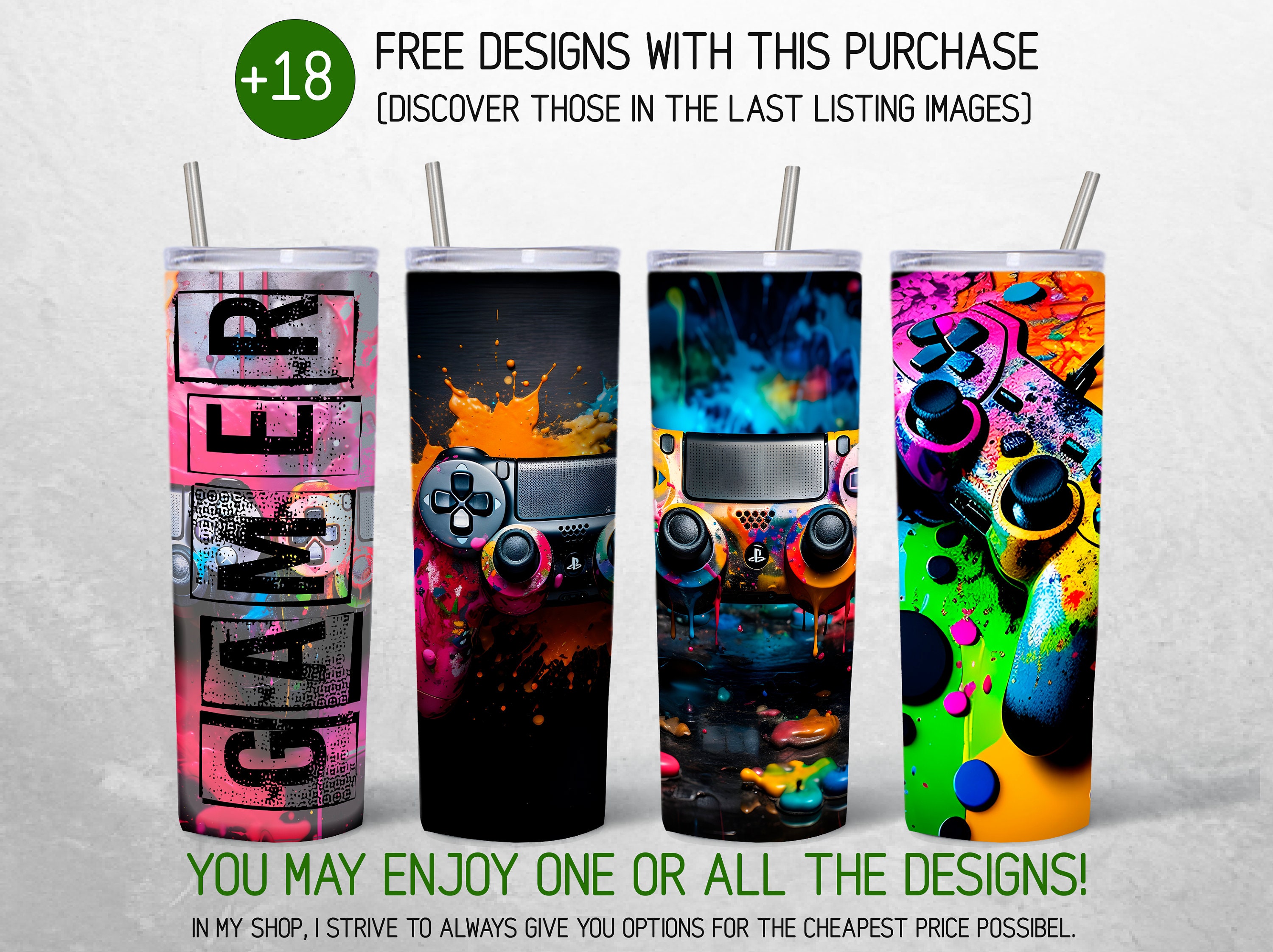 Gamer Tumbler Wrap Gaming Game Controller Tumbler Wrap Video Game ...