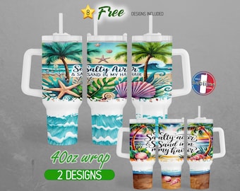 40oz Karaibski 40oz Tumbler Wrap 40oz Sól w powietrzu Piasek w moich włosach 40oz Tumbler PNG Ocean Beach 40oz Tumbler Design | 40oz Sublimacja