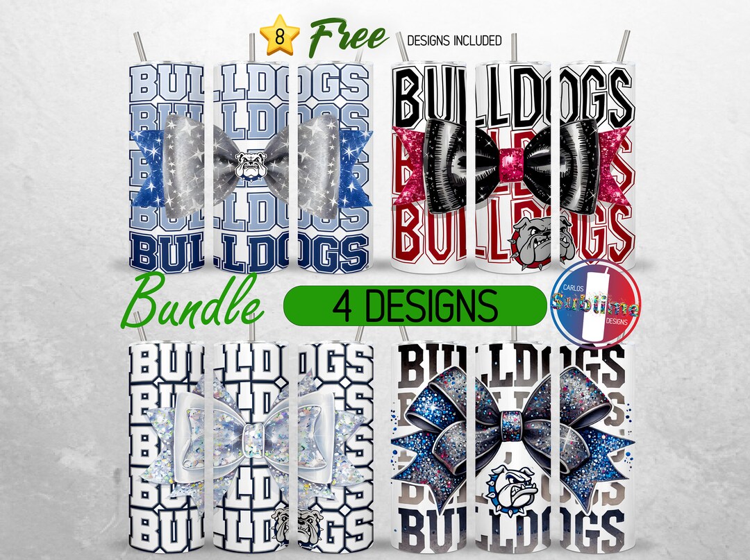 Bulldogs School Team Tumbler Wrap Bundle Mascot Gray and Blue Team