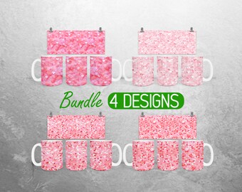 Valentine Hearts Mug Wrap PNG Valentines Day 11oz and 15oz Mug Sublimation Design Love Glitter Mug Wrap Designs Full Mug Wrap Bundle Cup PNG