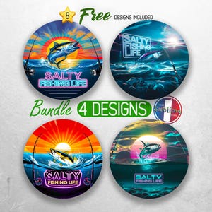 Saltwater Fishing Car Coaster PNG Bundle Fishing Life Car Coaster Sublimation Designs Fisherman Deep Sea Car Coaster Designs