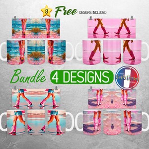 Coastal Cowgirl Mug Wrap PNG Bundle Boots  Beach 11oz and 15oz Mug Sublimation Design Girly Trendy Cowgirl Mug Wrap Designs Full Mug Wrap
