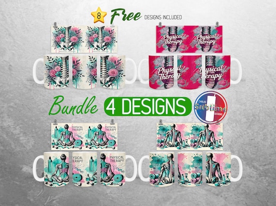 Physical Therapy Mug Wrap PNG Bundle PT Therapist 15oz Mug Wrap Healthcare Full Mug Wrap Designs Wellness Mug Wrap Sublimation