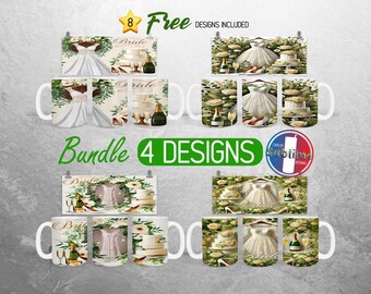 Wedding Bride Mug Wrap Bundle Bride to be Mug PNG Design Garden Spring Full Mug Wrap | 11oz and 15oz Mug Sublimation
