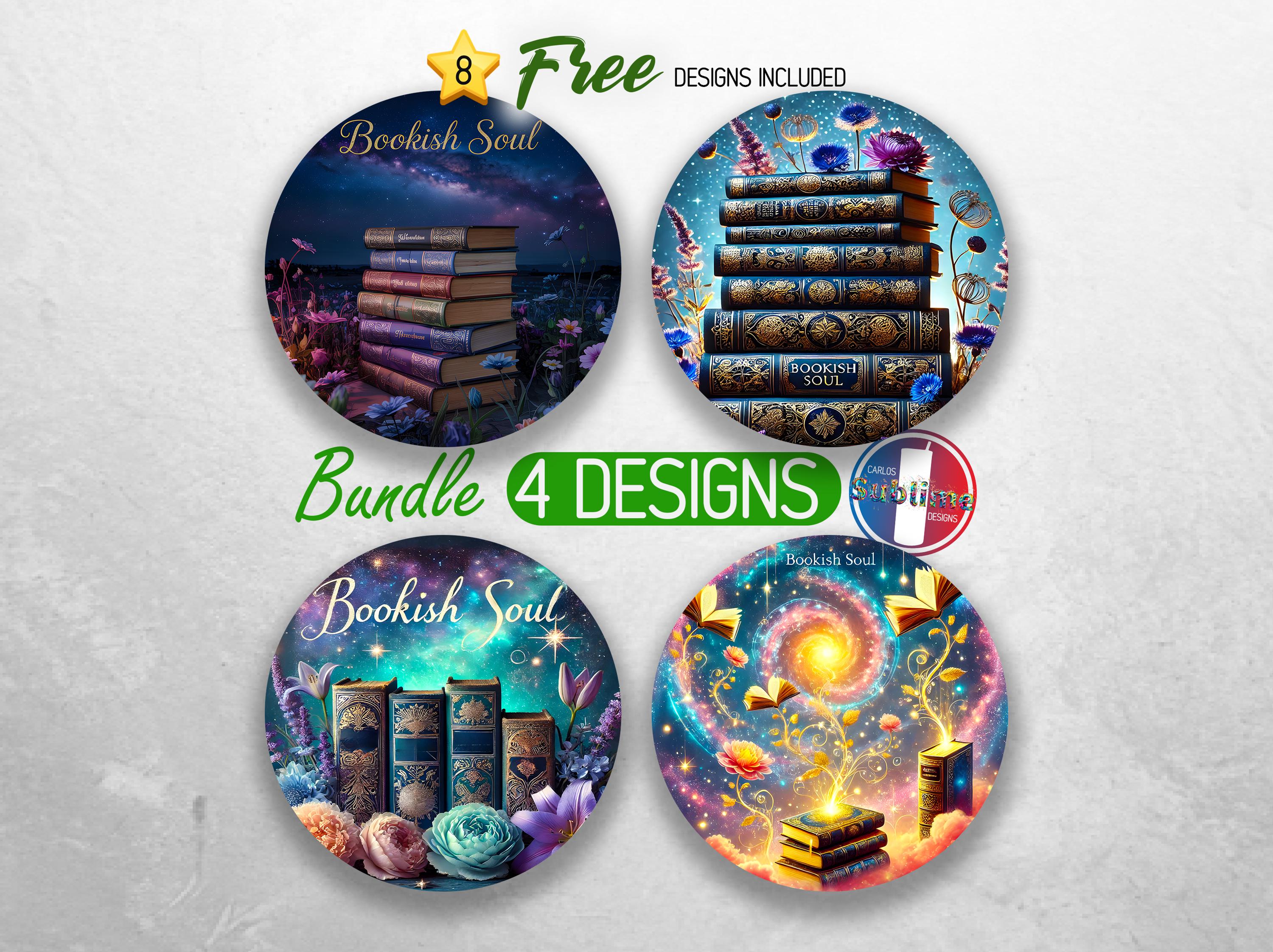 Book Lover Car Coaster PNG Bundle Bookish Soul Coaster Sublimation ...
