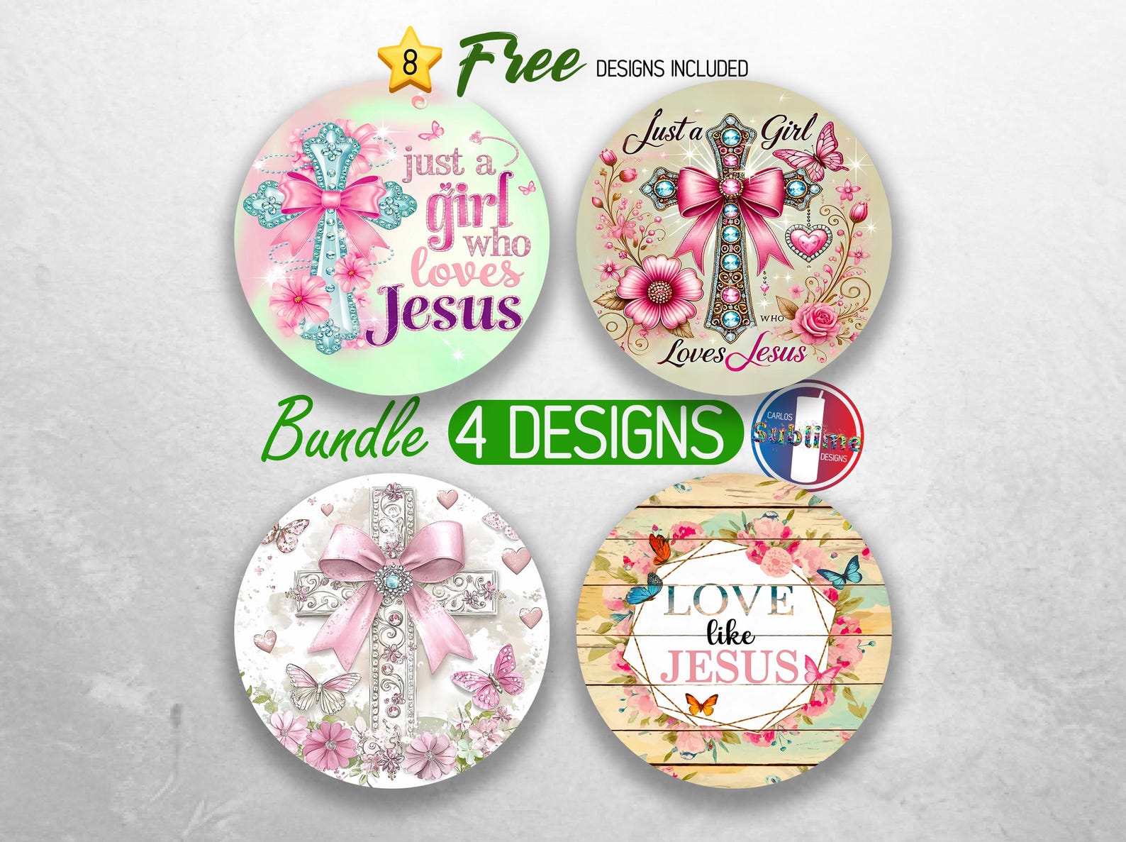 Christian Jesus Car Coaster PNG Bundle Religious Faith Car Coaster ...