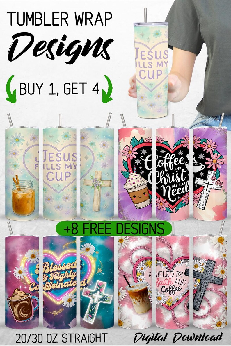 Christian Bible Verse Tumbler Wrap 20oz Bundle Jesus Fills My Cup ...