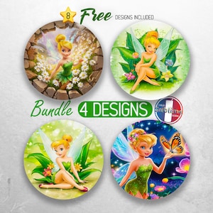 3D Enchanted  Fairy Car Coaster PNG Bundle Cute Princess Coaster Png Sublimation Kids Fairy Round Coasters PNG Designs Sublimation