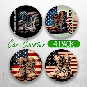 Vietnam Veteran Coasters PNG Army Military Car Coaster Sublimation Designs Patriotic American Flag Car Coaster Bundle Car Coaster Designs