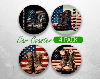 Vietnam Veteran Coasters PNG Army Military Car Coaster Sublimation Designs Patriotic American Flag Car Coaster Bundle Car Coaster Designs