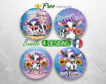 Highland Cow Car Coaster PNG Bundle Positive Affirmation Car Coaster Sublimation Designs Self Love Car Coaster Designs