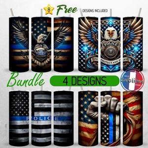 Police Tumbler Wrap 20oz Bundle Police Officer Tumbler PNG 20oz USA Flag Blue Line Tumbler Design 20oz | Sublimation Designs