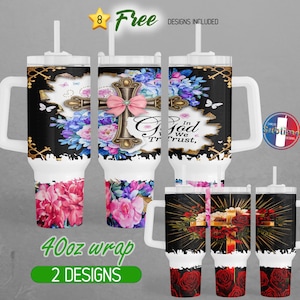 40oz Christian Jesus  40oz Tumbler Wrap 40oz Religious Faith 40oz Tumbler PNG Cross Bible 40oz Tumbler Design | Handle 40oz Sublimation