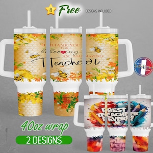 40oz School Teacher Tumbler Wrap 40oz Honey Bee Teacher Tumbler PNG 40oz Teacher Appreciation Sublimation 40oz Stanley Tumbler Handle