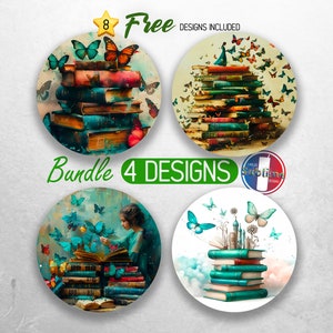 Fantasy Book Car Coaster PNG Bookish  Dragonfly Car Coaster Sublimation Designs Vintage Book Lover  Car Coaster Designs Car Coasters Bundle