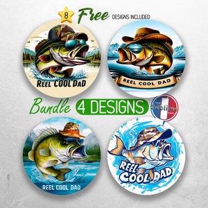 リール クール パパ カーコースター PNG 釣り 父の日 カーコースター 昇華デザイン 迷彩 魚 カーコースター デザイン カーコースター バンドル
