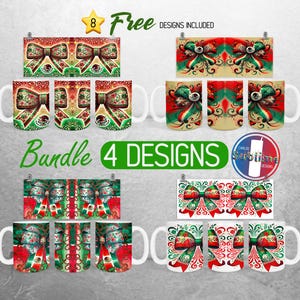 Pacote de envoltório de caneca do México PNG Bandeira mexicana 15oz Envoltório de caneca Latino Designs de envoltório de caneca completo Laço coquete Envoltório de caneca Sublimação