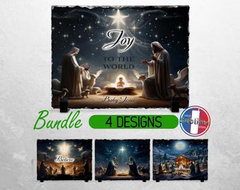 Christmas Christian Slate PNG Faith Jesus Slate File Bundle Sublimation Designs Nativity PNG for Slate | Dye Sublimation Rectangle Slate