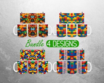 Building Blocks Mug Wrap PNG for kids Toys 11oz and 15oz Mug Sublimation Design Add Your Name Mug Wrap Designs Full Mug Wrap Bundle Cup PNG