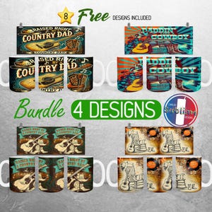 Country Dad Mug Wrap Bundle Fathers Day Mug PNG Design Country Music Dad Life Full Mug Wrap | 11oz and 15oz Mug Sublimation