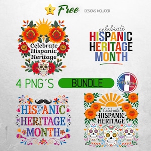 Hispanic Heritage Month PNG, National Hispanic Heritage Month Png, Hispanic Heritage Png, September 15th, Hispanic flags, Sublimation Png