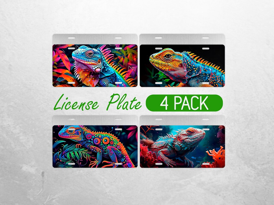 Watercolor Lizard License Plate PNG Tropical Lizard License Plate