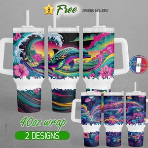 40oz Splendido delfino 40oz Tumbler Wrap 40oz Floral Ocean 40oz Tumbler PNG Tropical Summer Beach 40oz Tumbler Design / 40oz Sublimazione