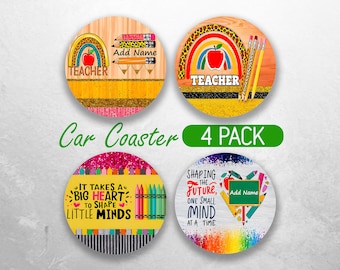 Sous-verre de voiture de professeur d'école PNG personnalisé sous-verre de voiture de professeur Designs par sublimation Ensemble de sous-verres de voiture de professeur d'appréciation PNG