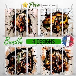 Seamless Raptor Dinosaur Tumbler Wrap Bundle Velociraptor T Rex 20oz Tumbler PNG Kids Dino Tumbler Design 20oz Skinny Tumbler Sublimation PN