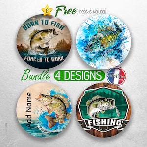 Fishing Life Car Coaster PNG Bass Fish Car Coaster Sublimation Designs Fisherman Born to Fish Car Coaster Designs Car Coasters Bundle
