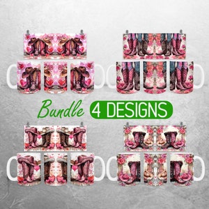 Cowboy Cowgirl Boots Mug Wrap PNG Country Couple 11oz and 15oz Mug Sublimation Design Western Hat Mug Wrap Designs Full Mug Wrap Bundle PNG