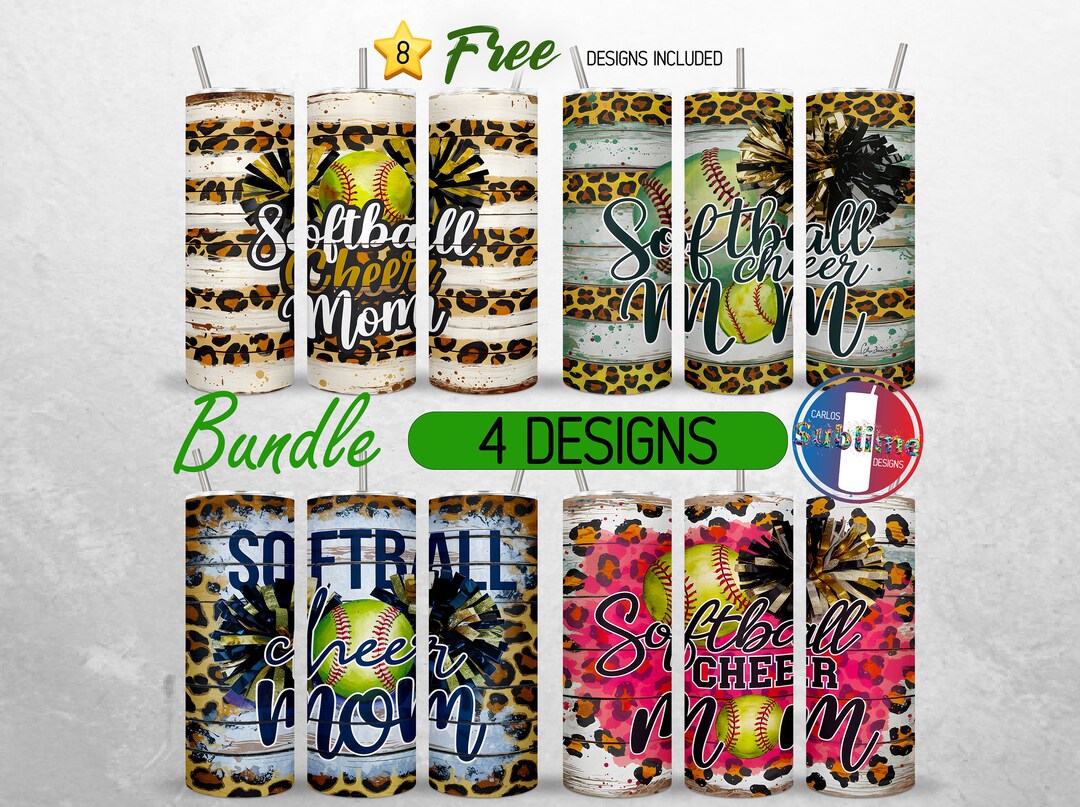 Cheer Softball Mom Tumbler Wrap Bundle Cheer Mom of Both 20oz Tumbler ...