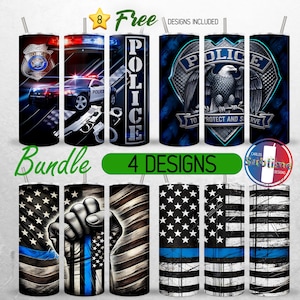Police Tumbler Wrap 20oz Bundle Police Officer Tumbler PNG 20oz USA Flag Blue Line Tumbler Design 20oz | Sublimation Designs