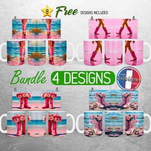 Coastal Cowgirl Mug Wrap PNG Bundle Boots  Beach 11oz and 15oz Mug Sublimation Design Girly Trendy Cowgirl Mug Wrap Designs Full Mug Wrap