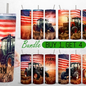 Farm Life Tumbler Wrap Farm Tractor Tumbler Wrap Ranch Tumbler Png Bundle Sublimation + 18 FREE Tumbler Designs 20oz Full Tumbler Wrap