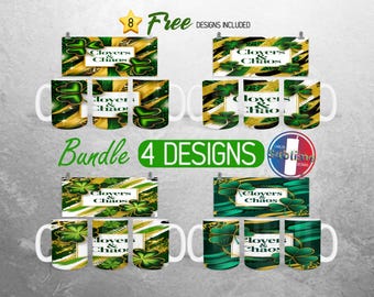 St Patrick's Day Mug Wrap Bundle Shenanigan Shamrock Mug PNG Design Chaos and Clovers Full Mug Wrap | 11oz and 15oz Mug Sublimation