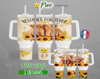 40oz Highland Cow 40oz Tumbler Wrap 40oz Besties Forever 40oz Tumbler PNG Best Friends Affirmation 40oz Tumbler Design | 40oz Sublimation
