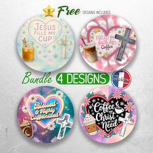 Christian Bible Verse Car Coaster PNG Bundle Jesus Fills My Cup Coaster Sublimation Designs Faith Jesus Religious Coaster Designs