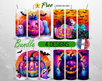 Seamless Pink Halloween Tumbler Wrap Bundle Halloween Pumpkins 20oz Tumbler PNG Spooky Ghosts Tumbler Design 20oz Skinny PNG Sublimation
