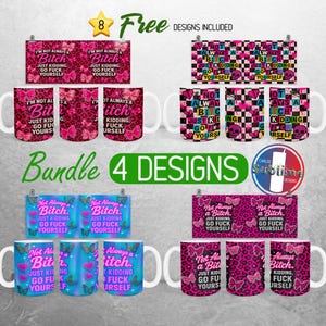 Funny Sarcastic Mug Wrap Bundle Fun Bitch Quote Mug PNG Design Woman Sassy Full Mug Wrap | 11oz and 15oz Mug Sublimation