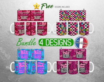 Lustiger sarkastischer Becher-Verpackungs-Bundle- Spaß- Hündin-Zitat-Becher PNG-Design-Frau freche volle Becher-Verpackung | 11 Unzen und 15 Unzen Becher Sublimation