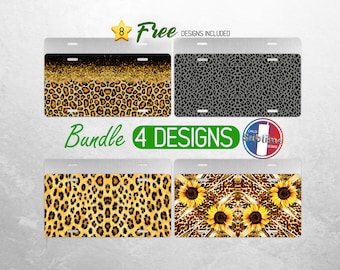 Leopard Print License Plate PNG Cheetah Print License Plate Design Animal Print Car License Plate Sublimation License Plate Bundle