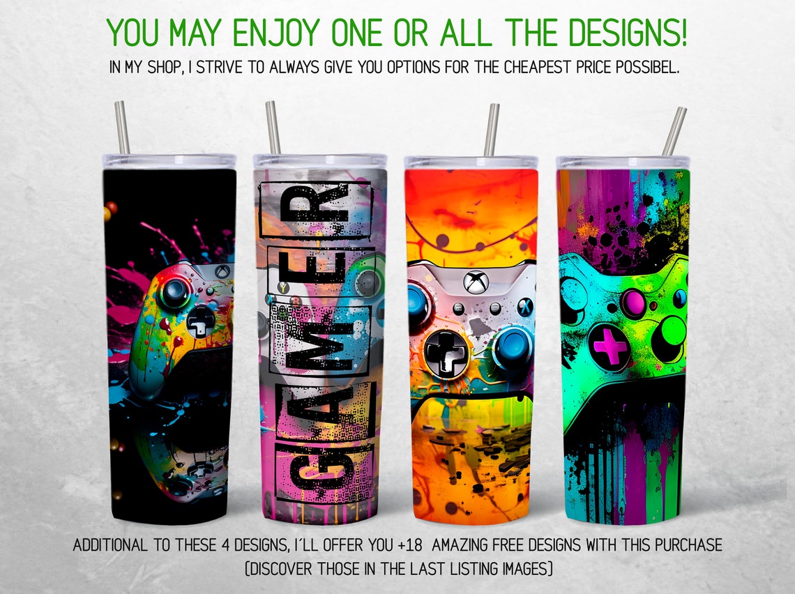 Gamer Tumbler Wrap Gaming Game Controller Tumbler Wrap Video Game ...