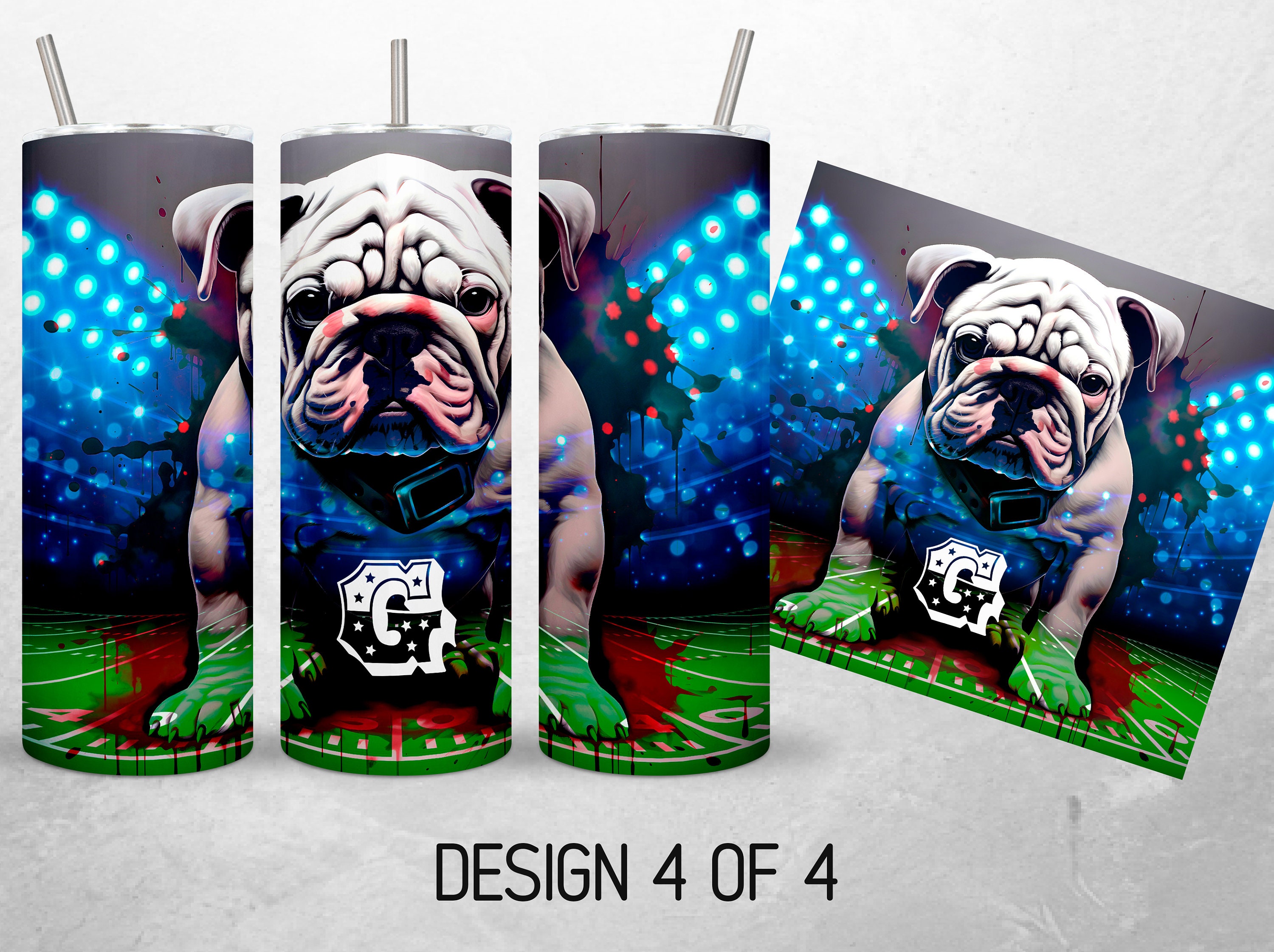 Alcohol Ink Bulldog Tumbler Wrap GA Georgia Tumbler PNG Dog