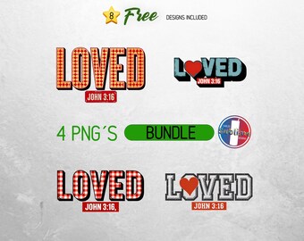 Christian Valentines Png, Loved John 3:16 Png, Retro Valentine Png, Valentines Day Png, Bible Verse Png, XOXO Png, Checkered Varsity Png