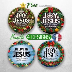 Christian Christmas Car Coaster PNG Bundle Jesus Coaster Png Sublimation Religious Round Coasters PNG Faith Bible Coasters Designs