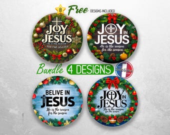 Christian Christmas Car Coaster PNG Bundle Jesus Coaster Png Sublimation Religious Round Coasters PNG Faith Bible Coasters Designs